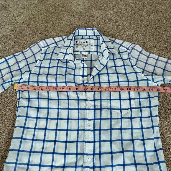 Frank & Eileen Barry Button Down Shirt Blue White Grid Plaid Size Medium - Picture 6 of 7